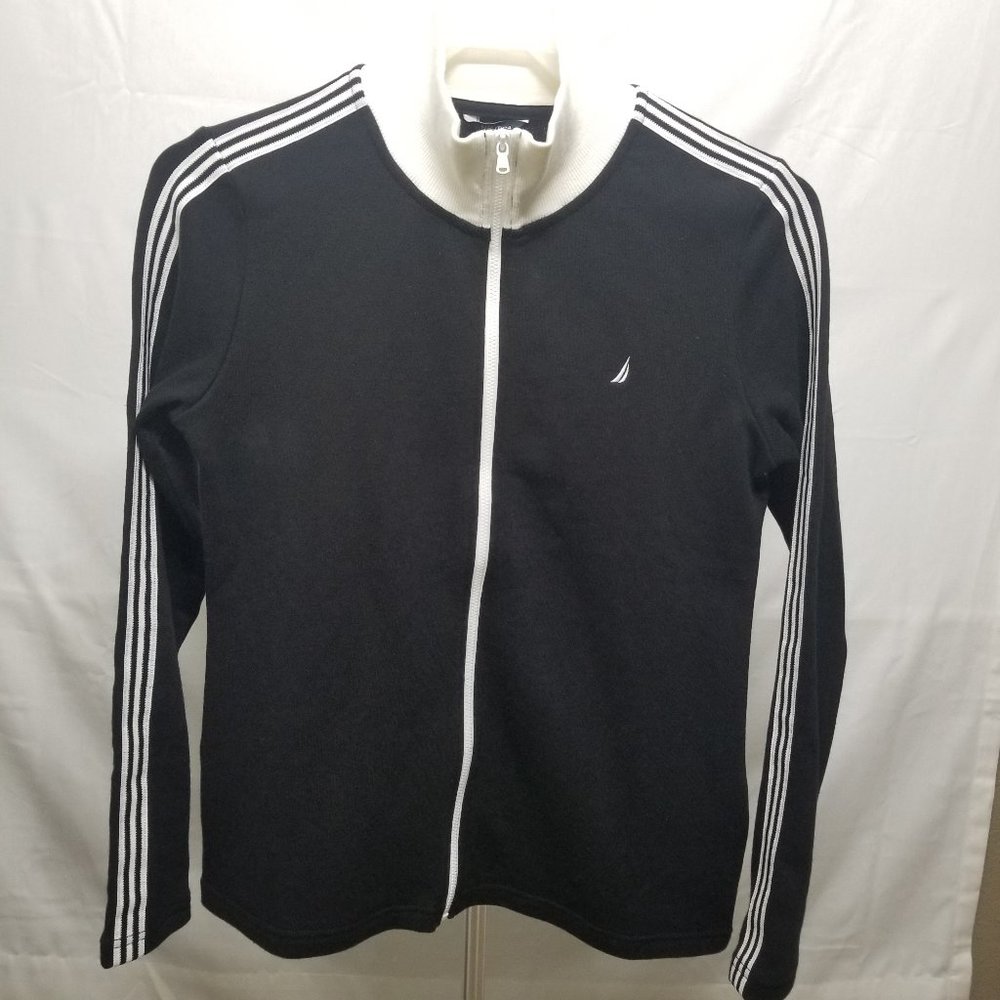 Nautica Women's 3 Stripe Black Jacket M